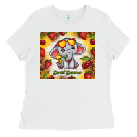 White sweet summer cute elephant Ladies Tee - TumblerDesignByShophia