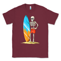 Burgundy Surfing Skeleton Halloween Themed Surf Lovers Gift Classic Tee - longCreatives