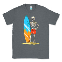 Charcoal Heather Surfing Skeleton Halloween Themed Surf Lovers Gift Classic Tee - longCreatives