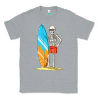 Heather Grey Surfing Skeleton Halloween Themed Surf Lovers Gift Classic Tee - longCreatives