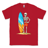 Red Surfing Skeleton Halloween Themed Surf Lovers Gift Classic Tee - longCreatives