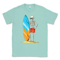 Seafoam Surfing Skeleton Halloween Themed Surf Lovers Gift Classic Tee - longCreatives