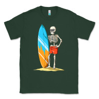 Sports Green Surfing Skeleton Halloween Themed Surf Lovers Gift Classic Tee - longCreatives