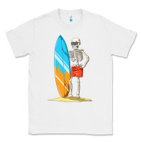 White Surfing Skeleton Halloween Themed Surf Lovers Gift Classic Tee - longCreatives