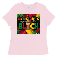 Bubblegum Pink my history is black Ladies Tee - TumblerDesignByShophia