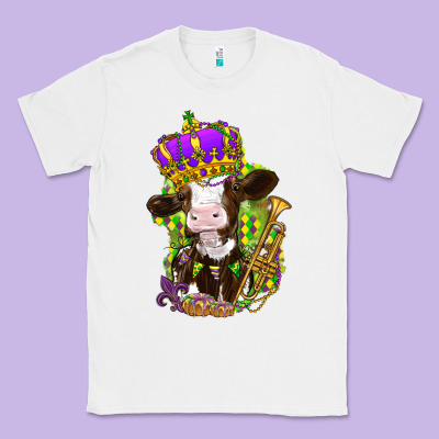Mardi Gras Cow Classic Tee Designed By Howdyjamesfarm