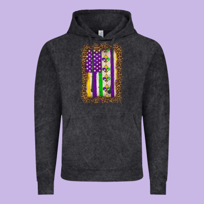 Mardi Gras Usa Flag Leopard Vintage Hoodie Designed By Oliviacreatesart