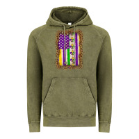 Vintage Olive mardi gras usa flag leopard Vintage Hoodie - OliviaCreatesArt
