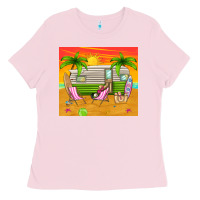 Bubblegum Pink summer caravan Ladies Tee - TumblerDesignByShophia