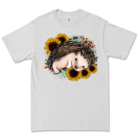 Dove Grey sleeping hedgehog sunflower leopard Premium Tee - Jasminsmagicworld