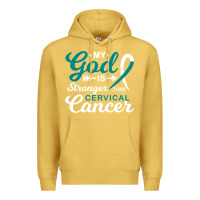 Antique Gold My God is Stronger Than Cervical Cancer Awareness Warrior Premium Hoodie - longCreatives