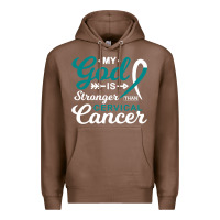My God Is Stronger Than Cervical Cancer Awareness Warrior Premium Hoodie | Teevron