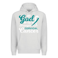 Dove Grey My God is Stronger Than Cervical Cancer Awareness Warrior Premium Hoodie - longCreatives