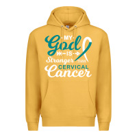 Mustard My God is Stronger Than Cervical Cancer Awareness Warrior Premium Hoodie - longCreatives