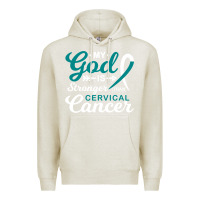Oatmeal Heather My God is Stronger Than Cervical Cancer Awareness Warrior Premium Hoodie - longCreatives