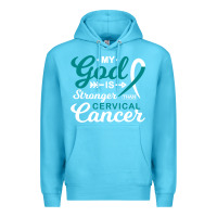 Ocean Blue My God is Stronger Than Cervical Cancer Awareness Warrior Premium Hoodie - longCreatives