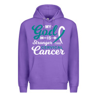 Purple My God is Stronger Than Cervical Cancer Awareness Warrior Premium Hoodie - longCreatives