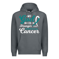 Rock My God is Stronger Than Cervical Cancer Awareness Warrior Premium Hoodie - longCreatives