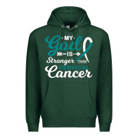 Sports Green My God is Stronger Than Cervical Cancer Awareness Warrior Premium Hoodie - longCreatives