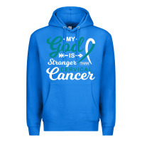 True Royal My God is Stronger Than Cervical Cancer Awareness Warrior Premium Hoodie - longCreatives