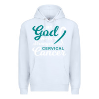 White My God is Stronger Than Cervical Cancer Awareness Warrior Premium Hoodie - longCreatives