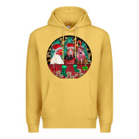 Antique Gold Chickens Premium Hoodie - CowhideDigitalArt