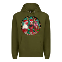 Army Green Chickens Premium Hoodie - CowhideDigitalArt