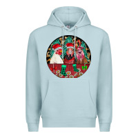 Blue Mist Chickens Premium Hoodie - CowhideDigitalArt
