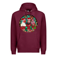 Burgundy Chickens Premium Hoodie - CowhideDigitalArt