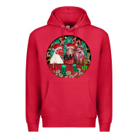 Cardinal Chickens Premium Hoodie - CowhideDigitalArt