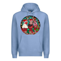 Colony Blue Chickens Premium Hoodie - CowhideDigitalArt