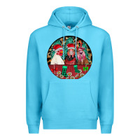 Ocean Blue Chickens Premium Hoodie - CowhideDigitalArt