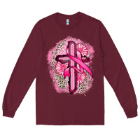 Burgundy breast cancer cross Long Sleeve Tee - FaDigitalArtStudio