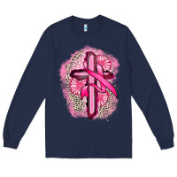 Navy breast cancer cross Long Sleeve Tee - FaDigitalArtStudio