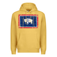 Antique Gold State of Wyoming Flag Fun Vintage Retro Fall Hiking Premium Hoodie - longCreatives