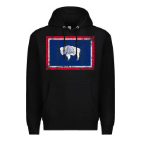Black State of Wyoming Flag Fun Vintage Retro Fall Hiking Premium Hoodie - longCreatives