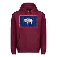 Burgundy State of Wyoming Flag Fun Vintage Retro Fall Hiking Premium Hoodie - longCreatives