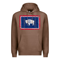 Chestnut State of Wyoming Flag Fun Vintage Retro Fall Hiking Premium Hoodie - longCreatives