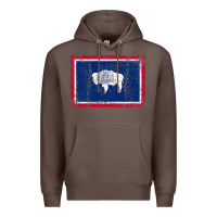 Coffee State of Wyoming Flag Fun Vintage Retro Fall Hiking Premium Hoodie - longCreatives