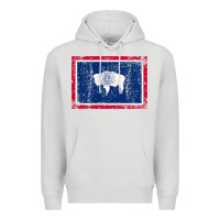 Dove Grey State of Wyoming Flag Fun Vintage Retro Fall Hiking Premium Hoodie - longCreatives