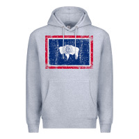 Heather Grey State of Wyoming Flag Fun Vintage Retro Fall Hiking Premium Hoodie - longCreatives