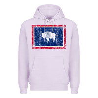 Lilac State of Wyoming Flag Fun Vintage Retro Fall Hiking Premium Hoodie - longCreatives