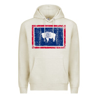 Oatmeal Heather State of Wyoming Flag Fun Vintage Retro Fall Hiking Premium Hoodie - longCreatives