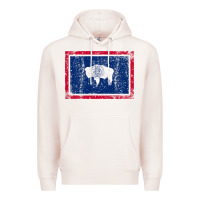 Pale Pink State of Wyoming Flag Fun Vintage Retro Fall Hiking Premium Hoodie - longCreatives