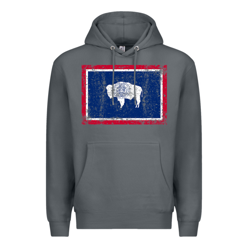State Of Wyoming Flag Fun Vintage Retro Fall Hiking Premium Hoodie by longCreatives | Teevron