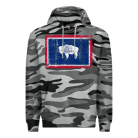 Slate Camo State of Wyoming Flag Fun Vintage Retro Fall Hiking Premium Hoodie - longCreatives
