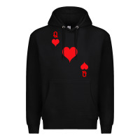 Black Queen Of Hearts  Playing Card   Halloween Costume Premium Hoodie - longCreatives