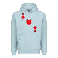 Blue Mist Queen Of Hearts  Playing Card   Halloween Costume Premium Hoodie - longCreatives