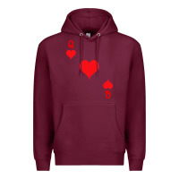 Burgundy Queen Of Hearts  Playing Card   Halloween Costume Premium Hoodie - longCreatives