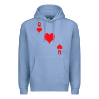 Colony Blue Queen Of Hearts  Playing Card   Halloween Costume Premium Hoodie - longCreatives